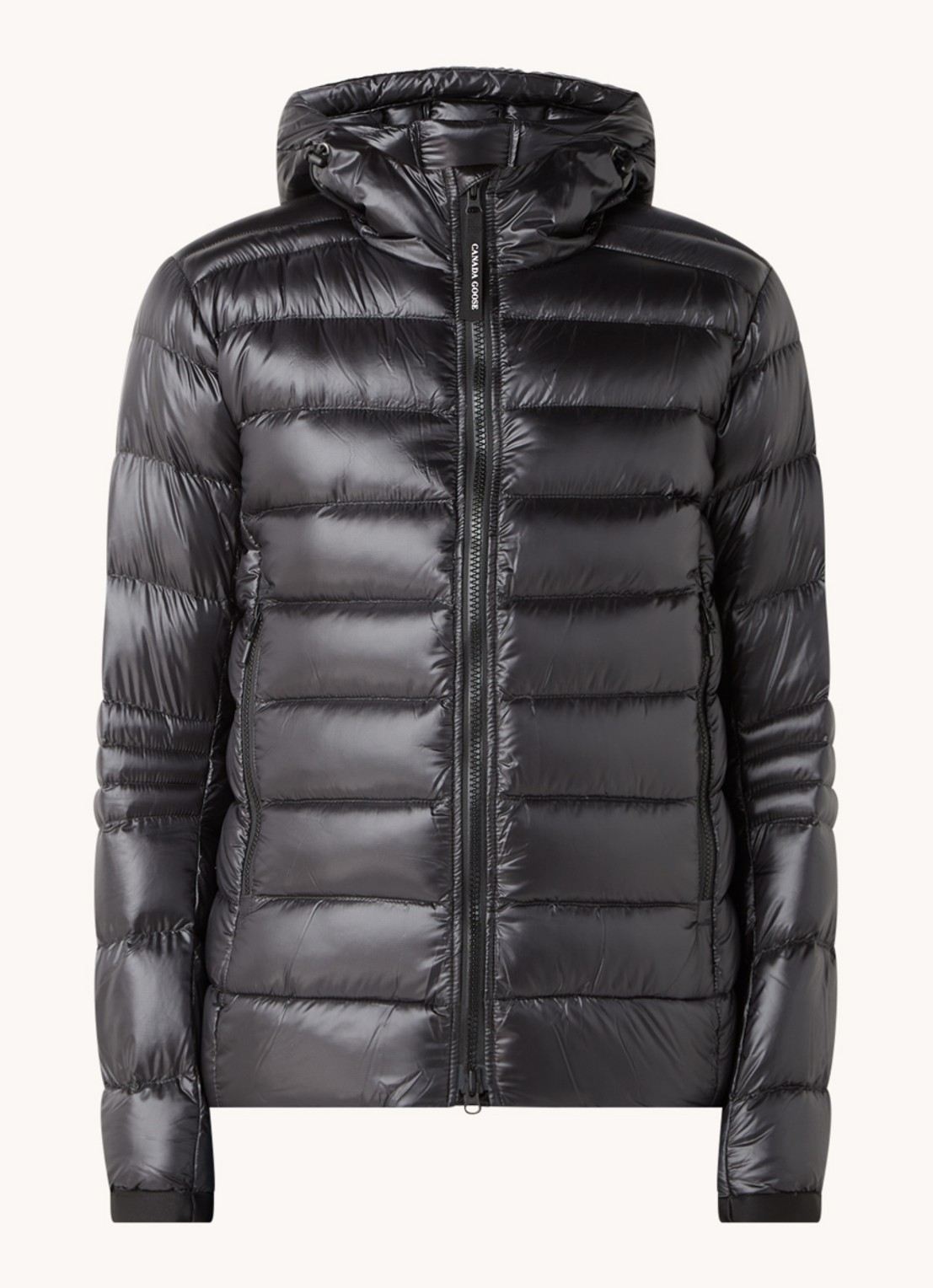 Canada Goose Crofton gewatteerd jack met capuchon en donsvulling - voorkant antraciet
