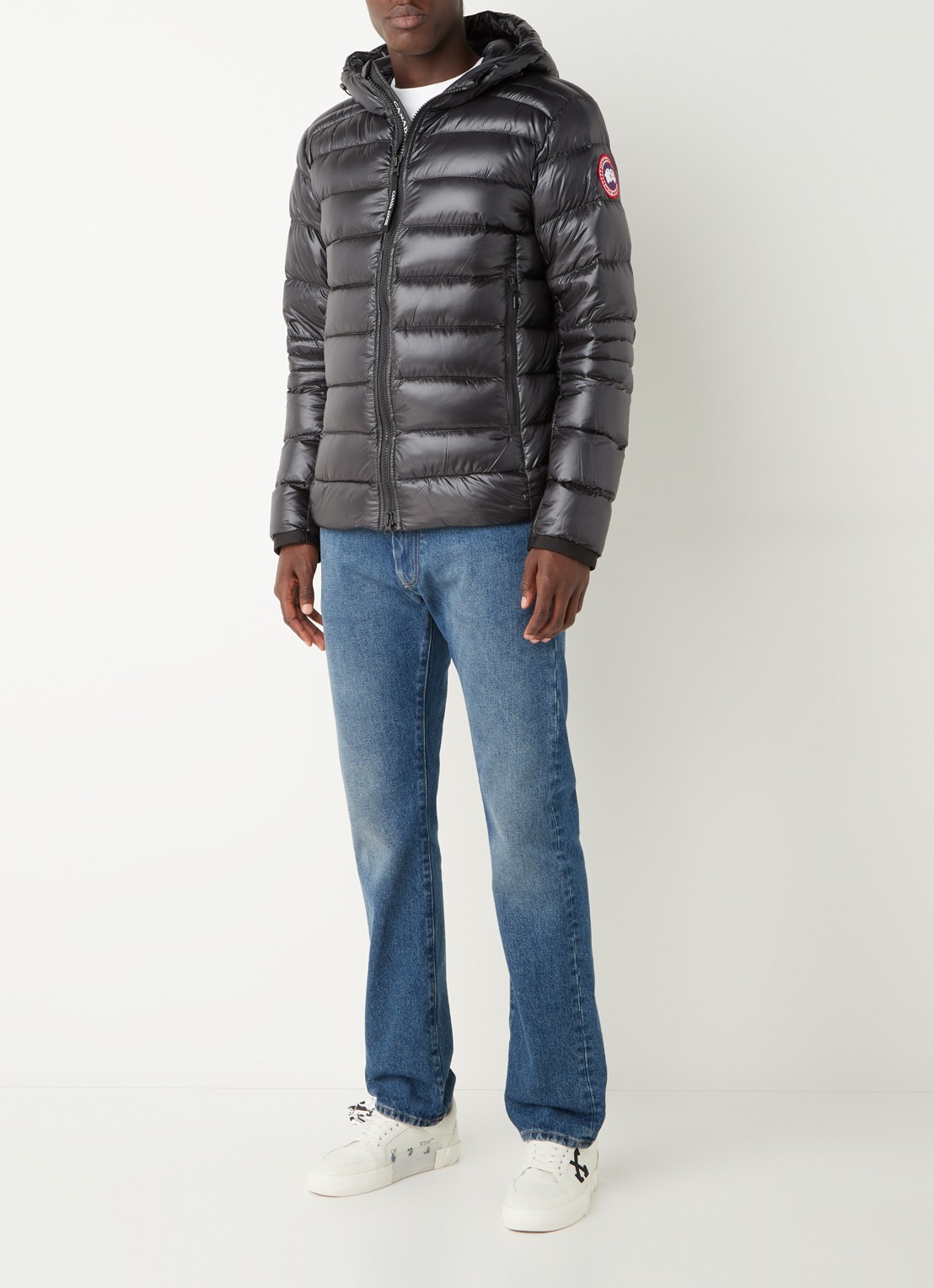 Canada Goose Crofton gewatteerd jack met capuchon en donsvulling - voorkant 2 antraciet