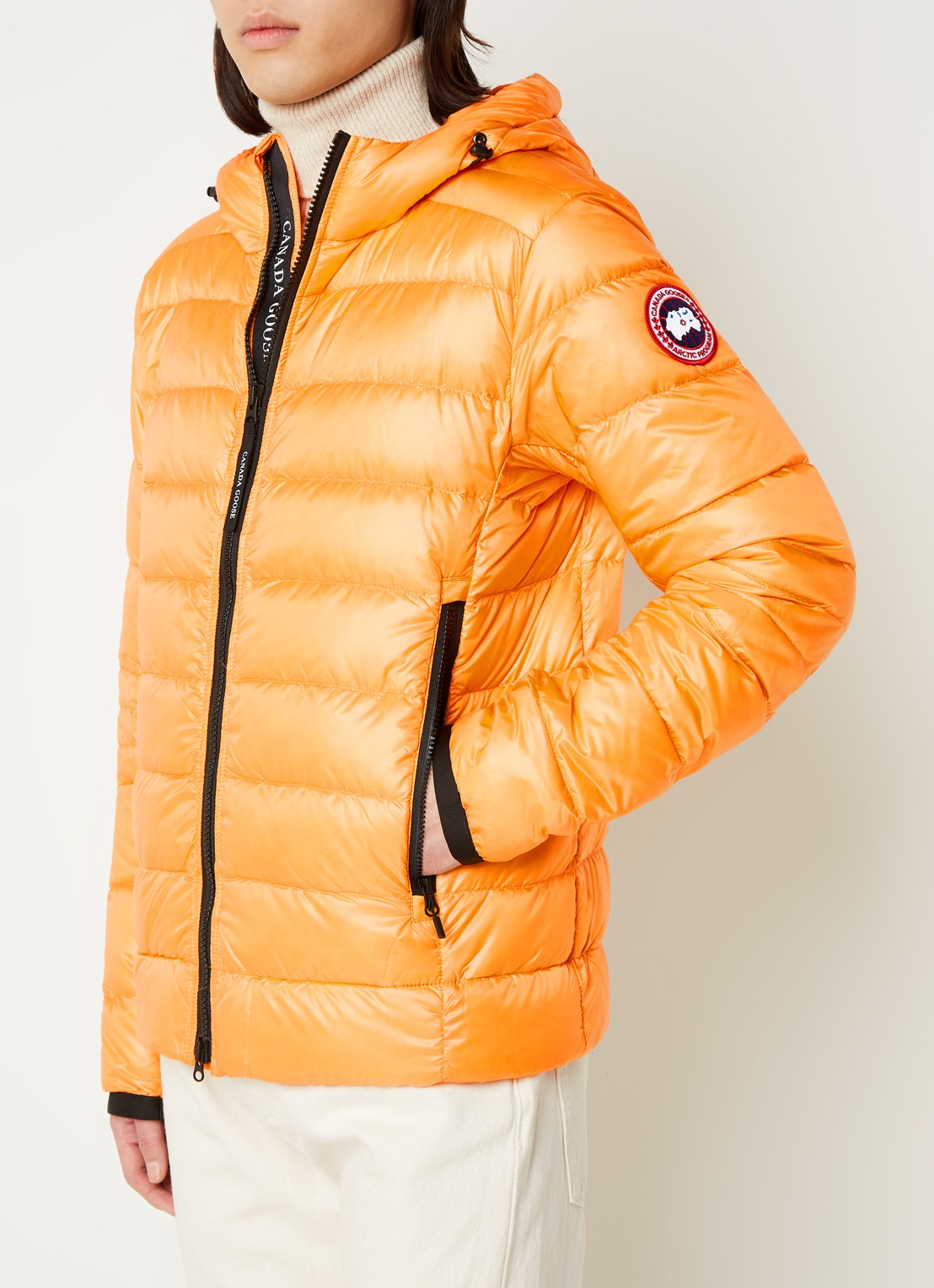 Canada Goose Crofton gewatteerd jack met capuchon en donsvulling - detail 4 oranje