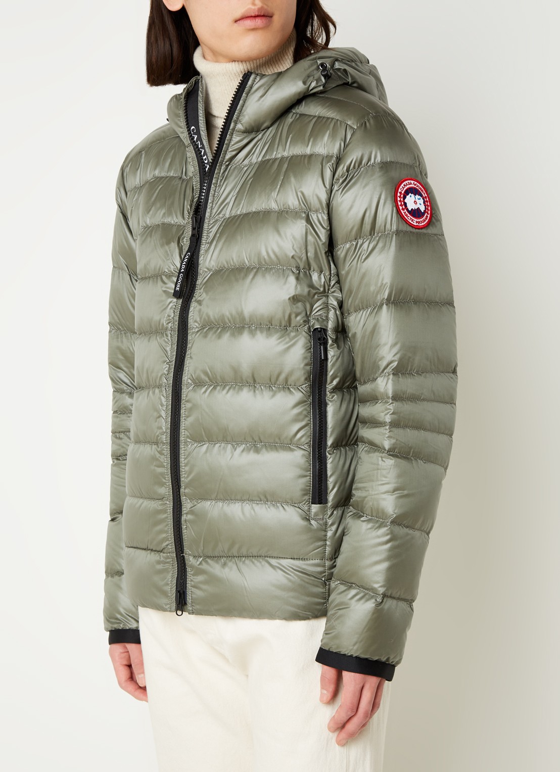 Canada Goose Crofton gewatteerd jack met capuchon en donsvulling - detail 4 bronsgroen