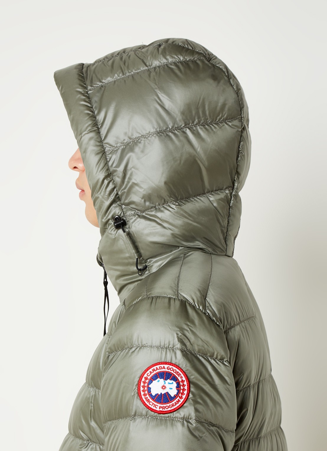 Canada Goose Crofton gewatteerd jack met capuchon en donsvulling - detail 5 bronsgroen