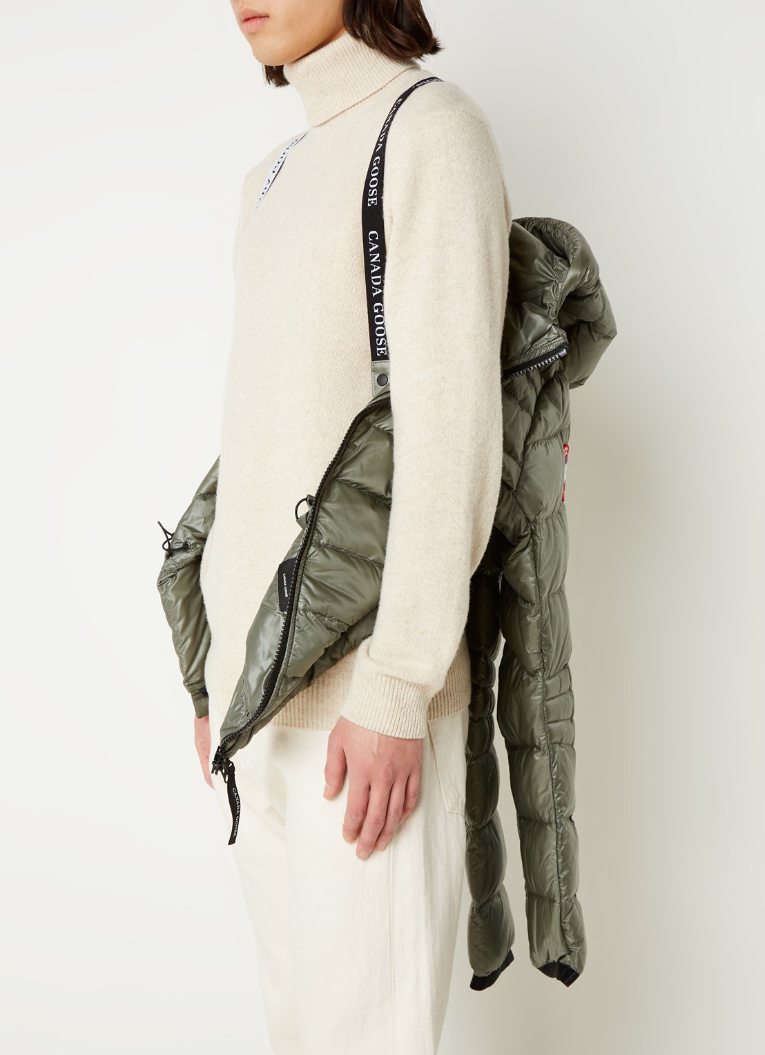 Canada Goose Crofton gewatteerd jack met capuchon en donsvulling - detail 6 bronsgroen
