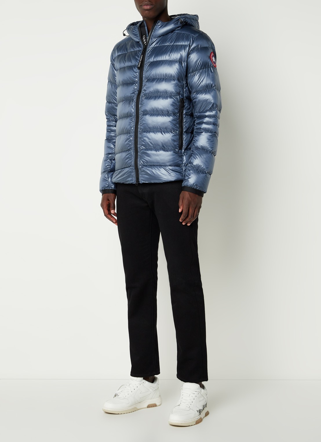 Canada Goose Crofton gewatteerd jack met capuchon en donsvulling - voorkant 2 middenblauw