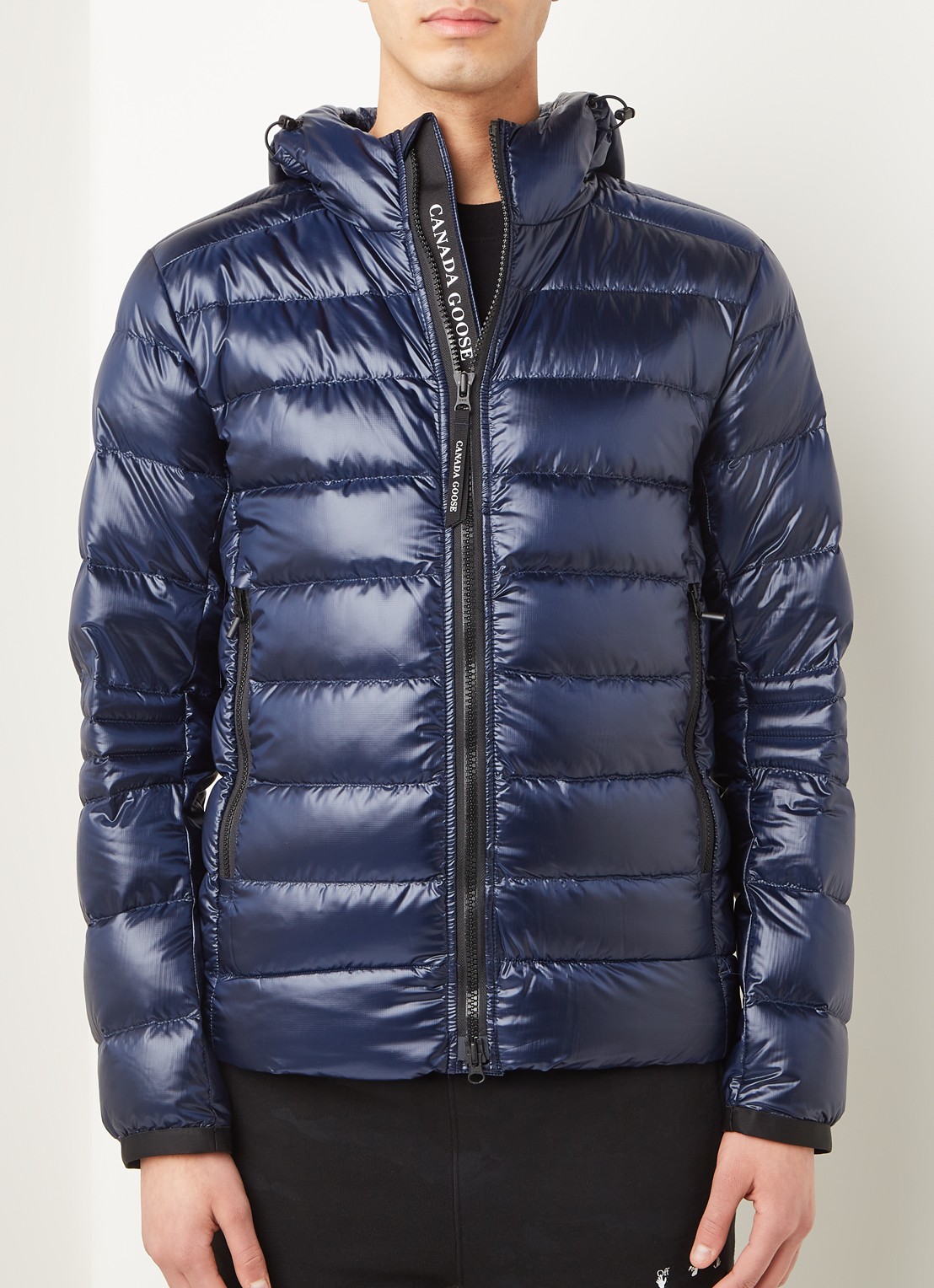 Canada Goose Crofton gewatteerd jack met capuchon en donsvulling - detail 4 blauw