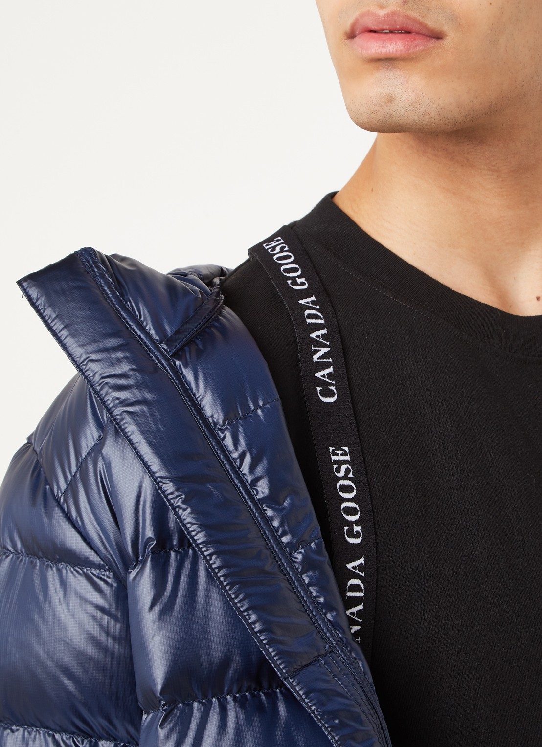 Canada Goose Crofton gewatteerd jack met capuchon en donsvulling - detail 5 blauw