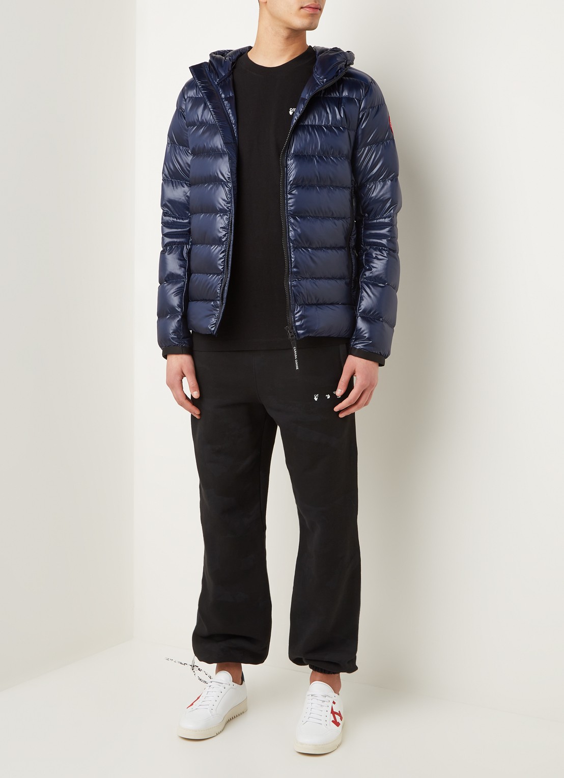 Canada Goose Crofton gewatteerd jack met capuchon en donsvulling - voorkant 2 blauw