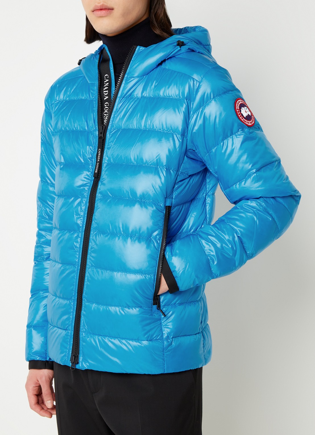 Canada Goose Crofton gewatteerd jack met capuchon en donsvulling - detail 4 blauw