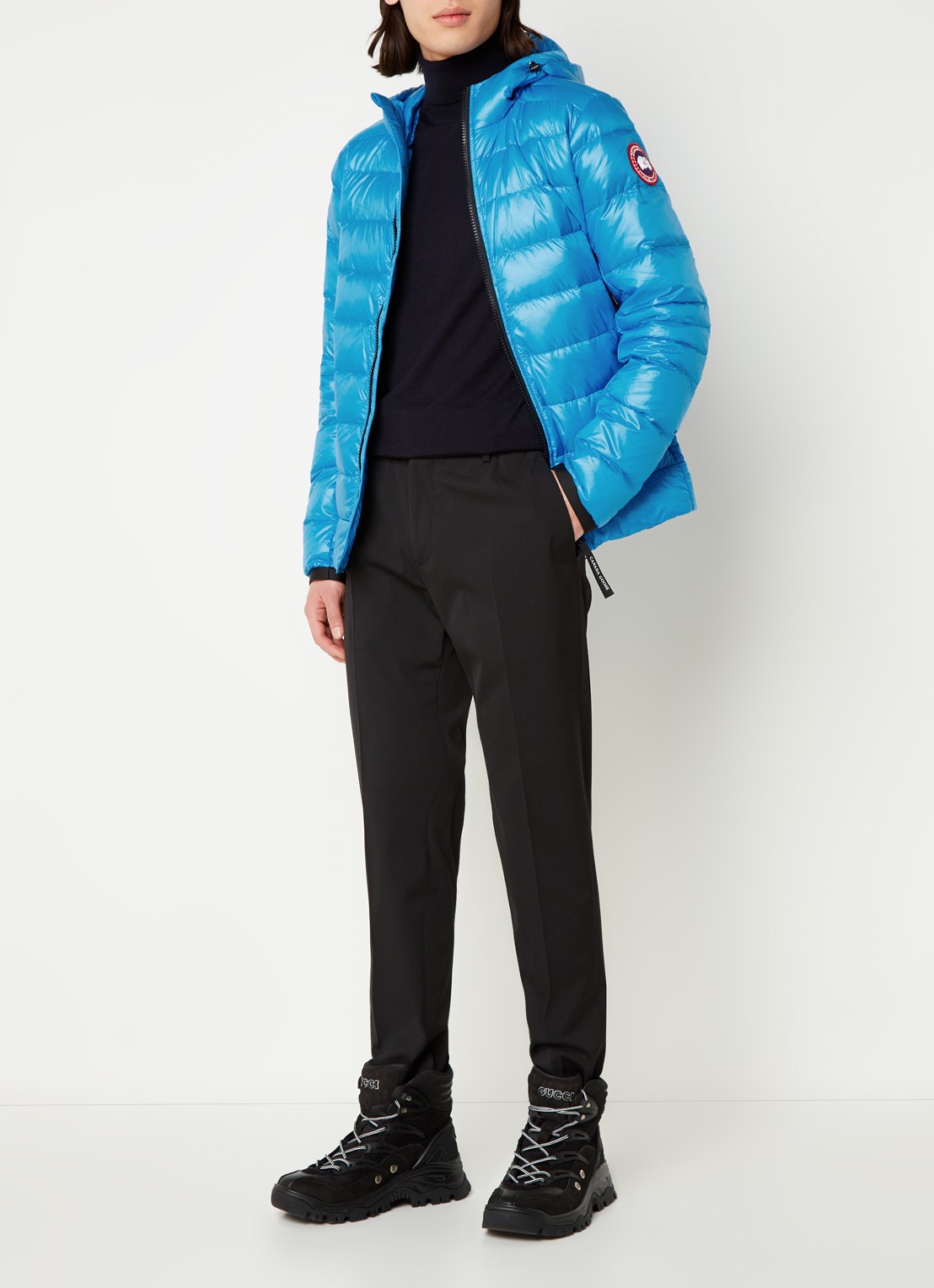 Canada Goose Crofton gewatteerd jack met capuchon en donsvulling - voorkant 3 blauw