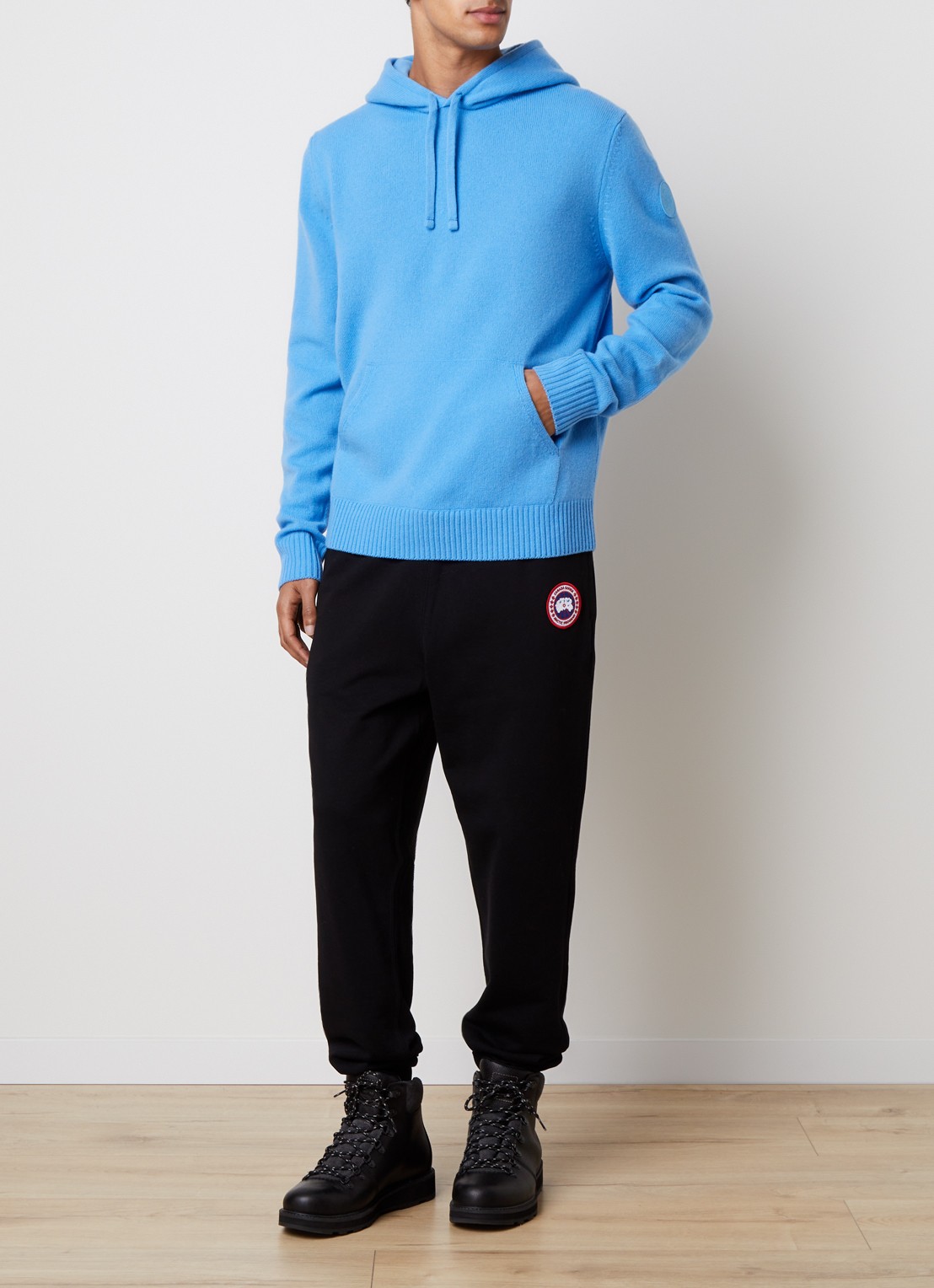 Canada Goose Fijngebreide trui van wol met capuchon - voorkant 5 blauw