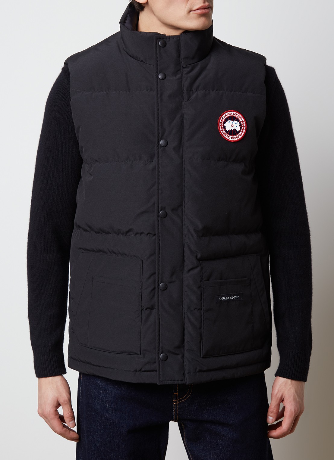 Canada Goose Freestyle gewatteerde bodywarmer met donsvulling en steekzakken - detail zwart