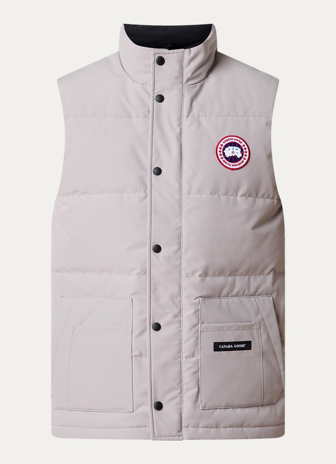 Canada Goose Freestyle gewatteerde bodywarmer met donsvulling en steekzakken - voorkant 2 donkerbeige