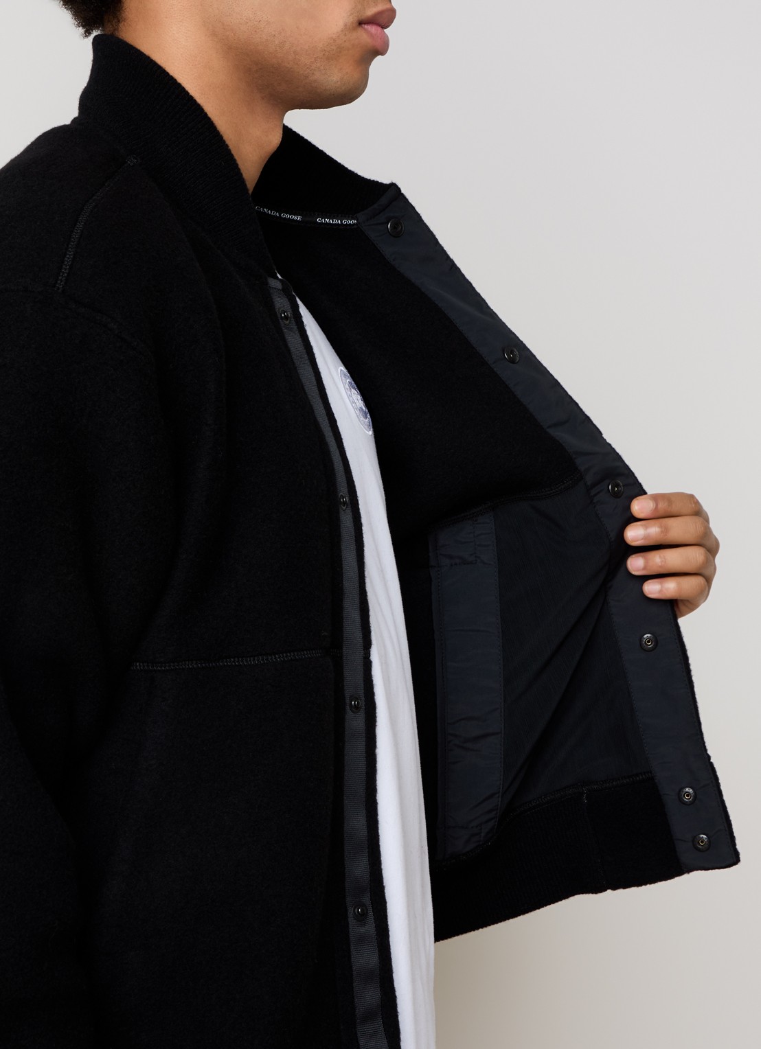 Canada Goose Hudson bomberjack in wolblend met steekzakken - detail 4 zwart