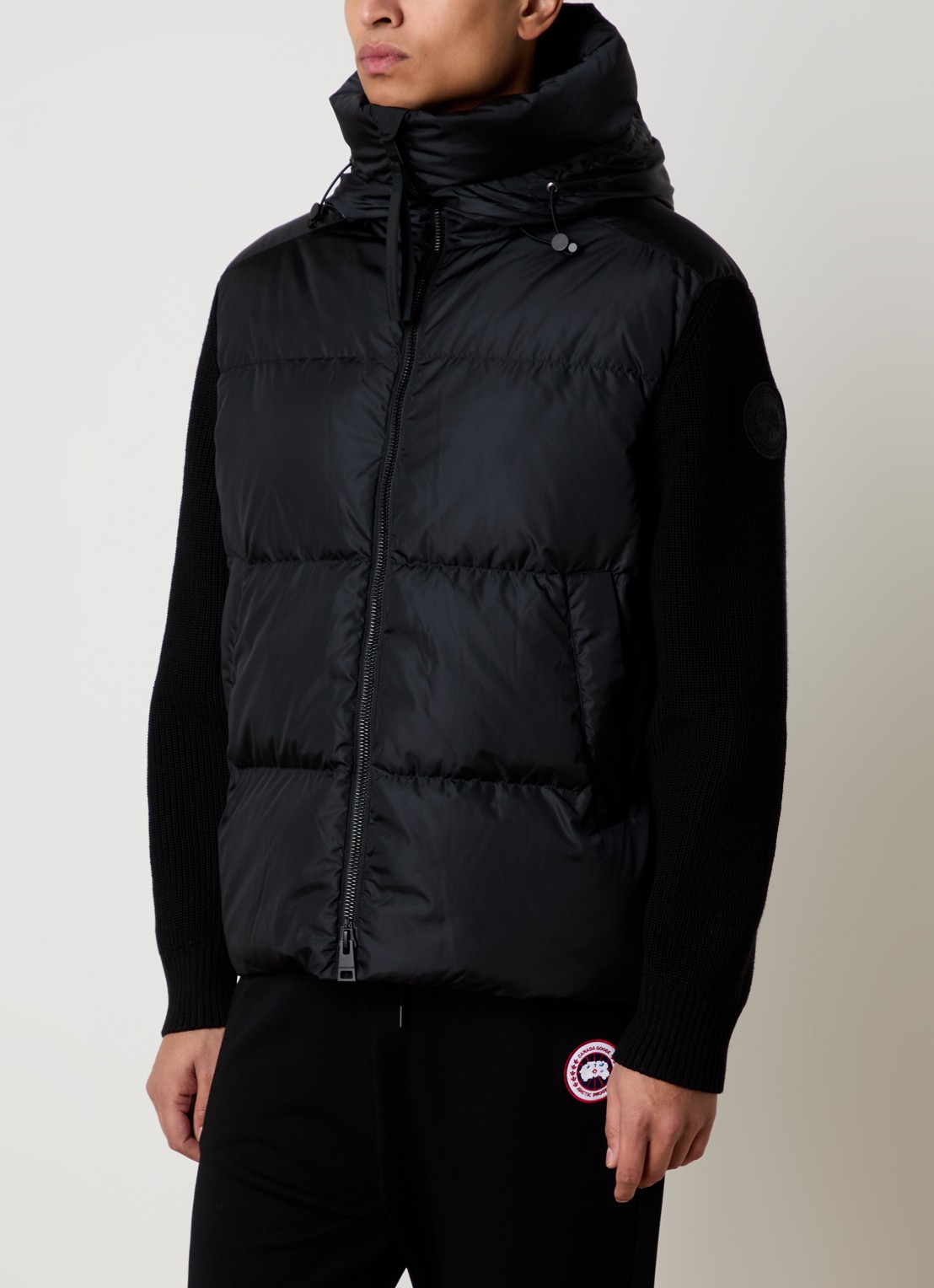 Canada Goose Hybridge jack in wolblend met donsvulling - detail 2 zwart