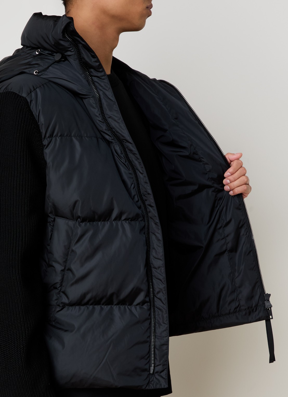 Canada Goose Hybridge jack in wolblend met donsvulling - detail 3 zwart