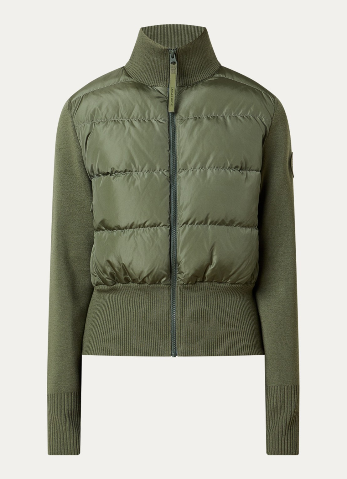 Canada Goose Hybridge Wide fijngebreid vest van merino wol met gewatteerd voor- en achterpant - voorkant 5 groen
