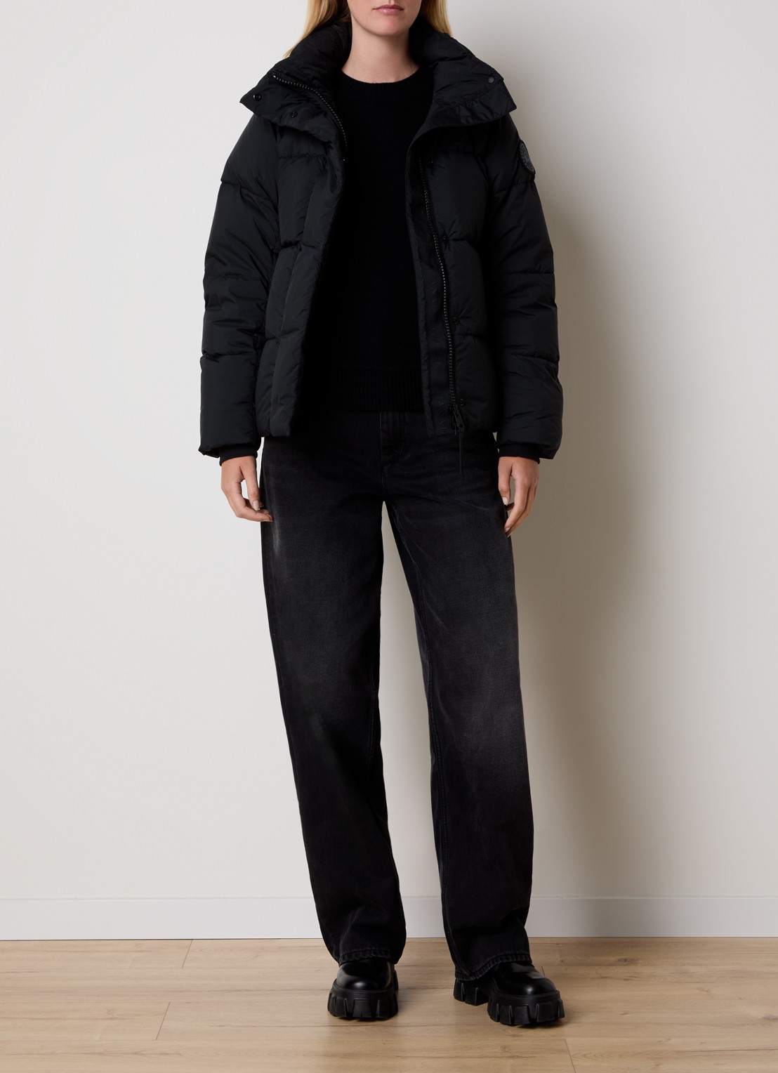 Canada Goose Junction gewatteerde parka met donsvulling en afneembare capuchon - voorkant 2 zwart