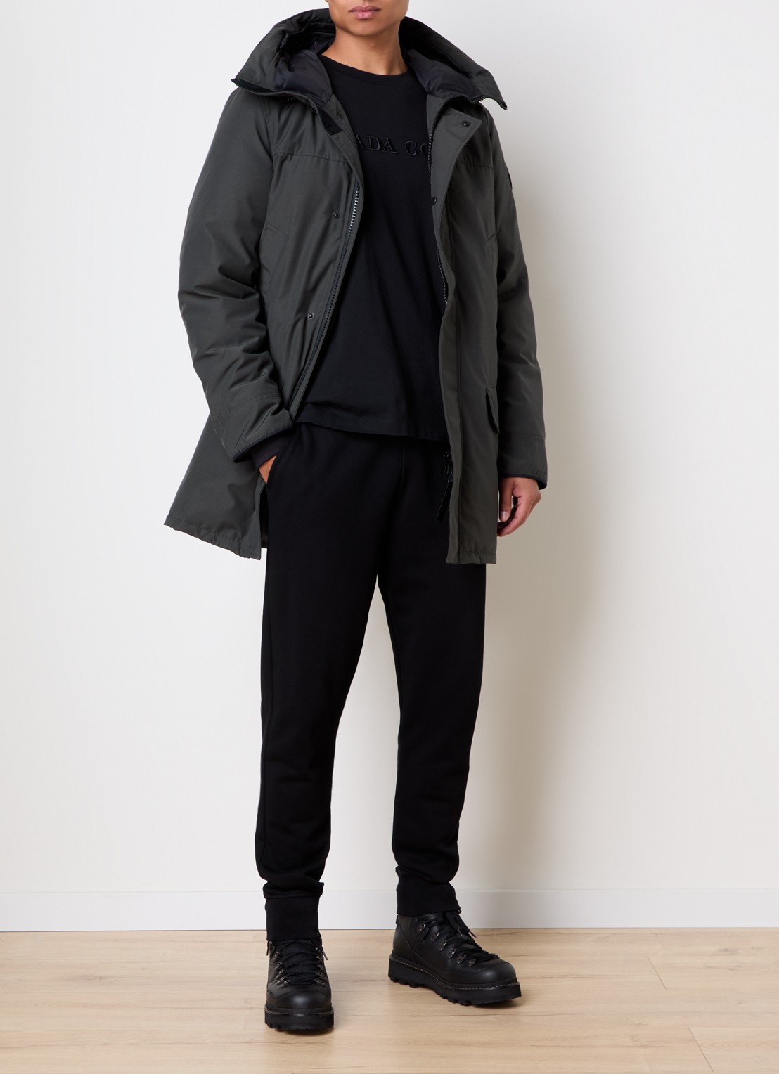 Canada Goose Langford parka met donsvulling en logo - voorkant 6 antraciet