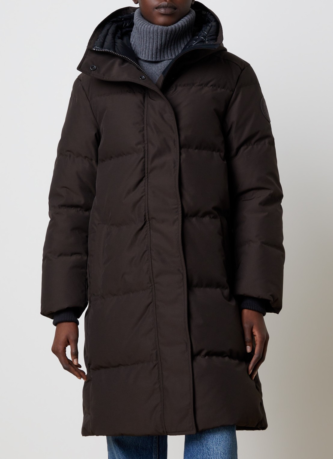 Canada Goose Louise longline pufferjas met donsvulling en capuchon - detail bruin