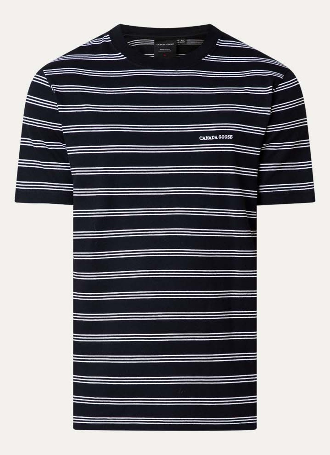 Canada Goose Vantage T-shirt met logo en streepprint - voorkant 2 zwart