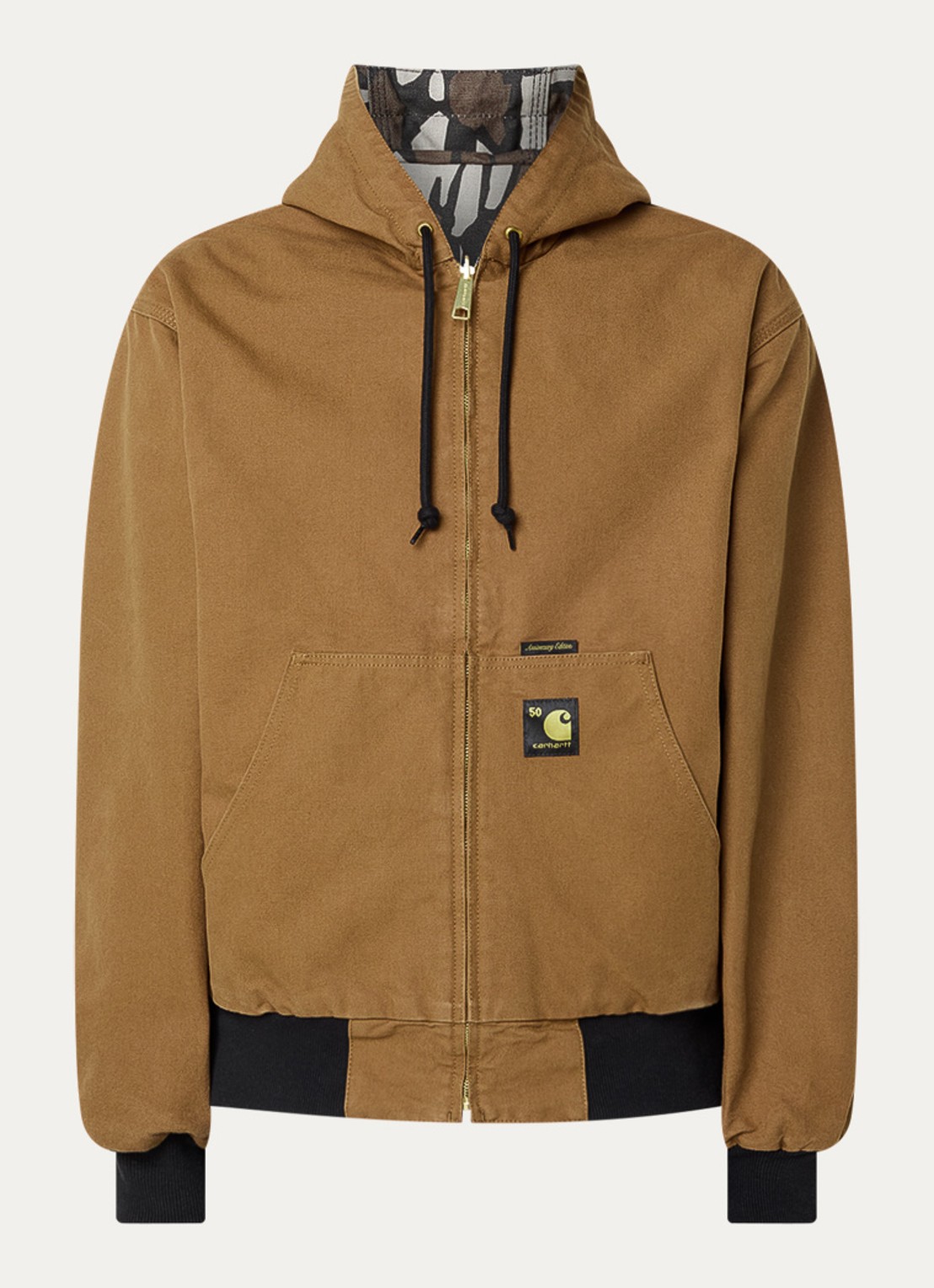 Carhartt WIP 50th Anniversary Edition Active reversible bomberjack met capuchon - voorkant camel