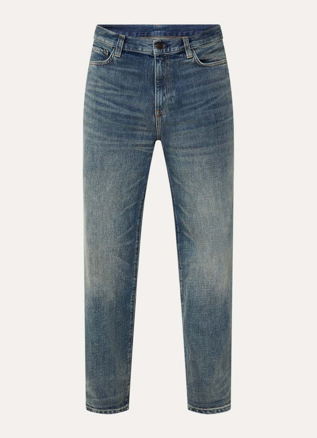 Carhartt WIP Aaron straight leg jeans met medium wassing - voorkant indigo