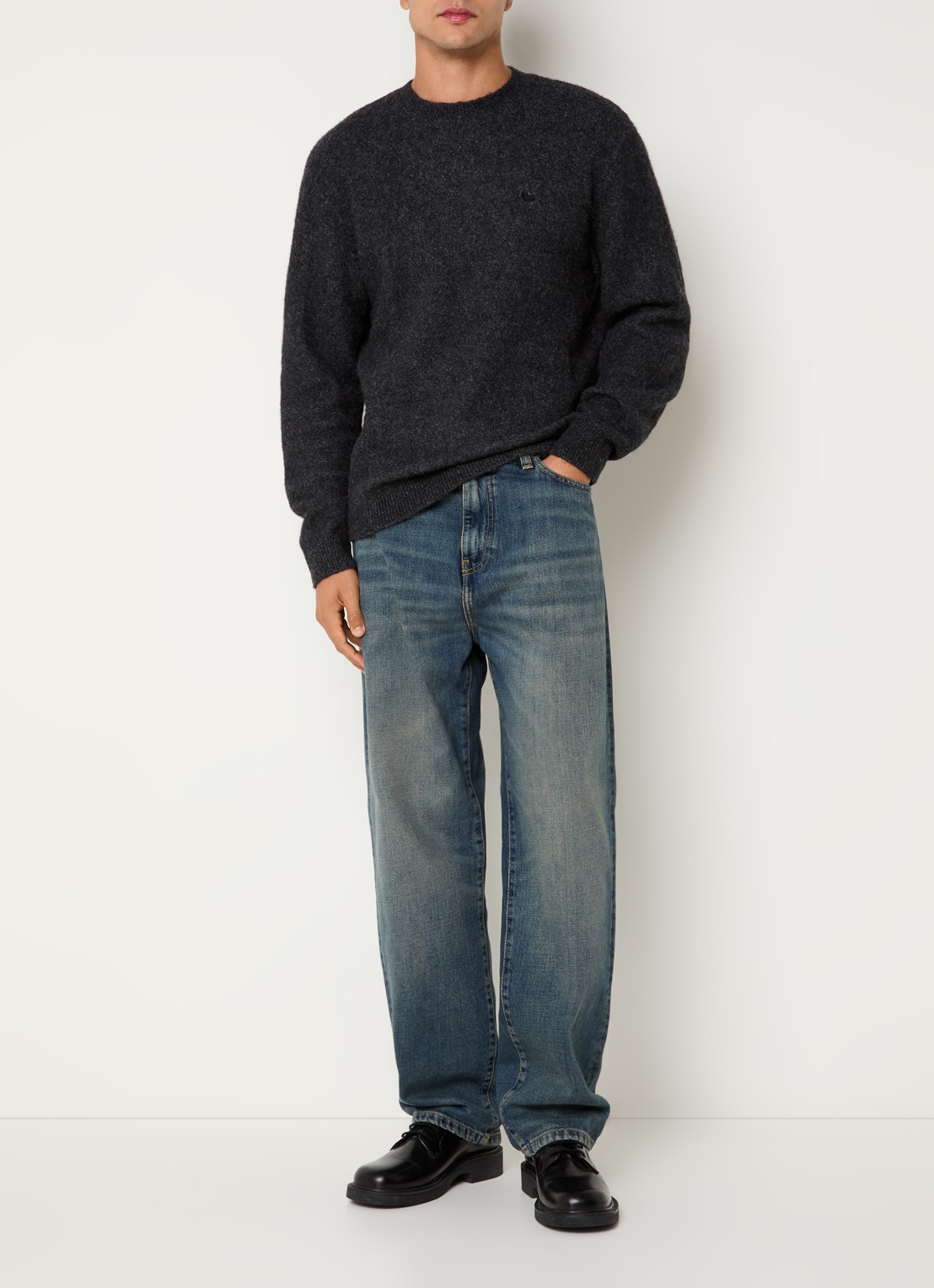 Carhartt WIP Aaron wide leg jeans met donkere wassing - voorkant 5 indigo
