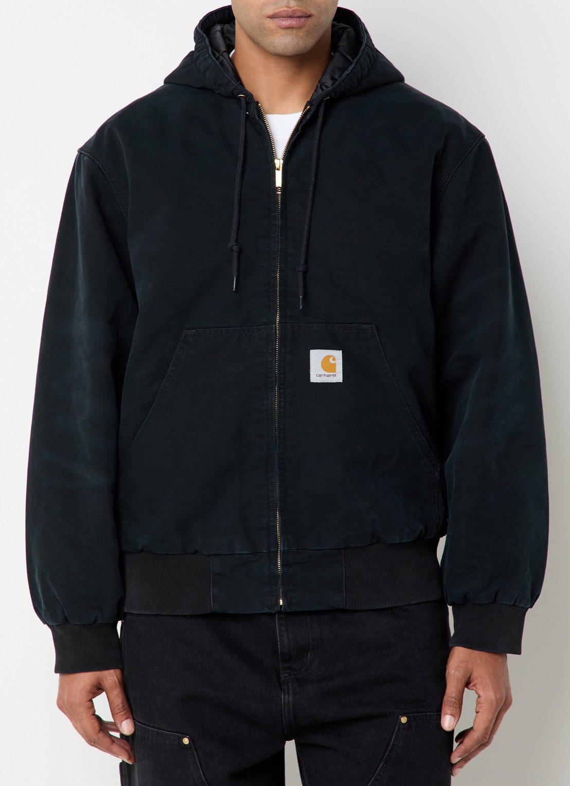 Carhartt WIP Active gewatteerd bomberjack van denim met capuchon - detail 2 zwart