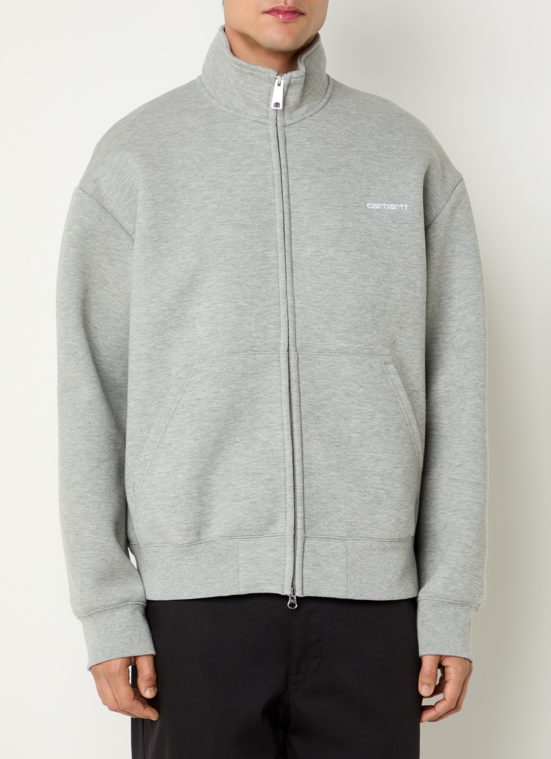 Carhartt WIP Alda sweatvest met logo - detail 3 grijsmele