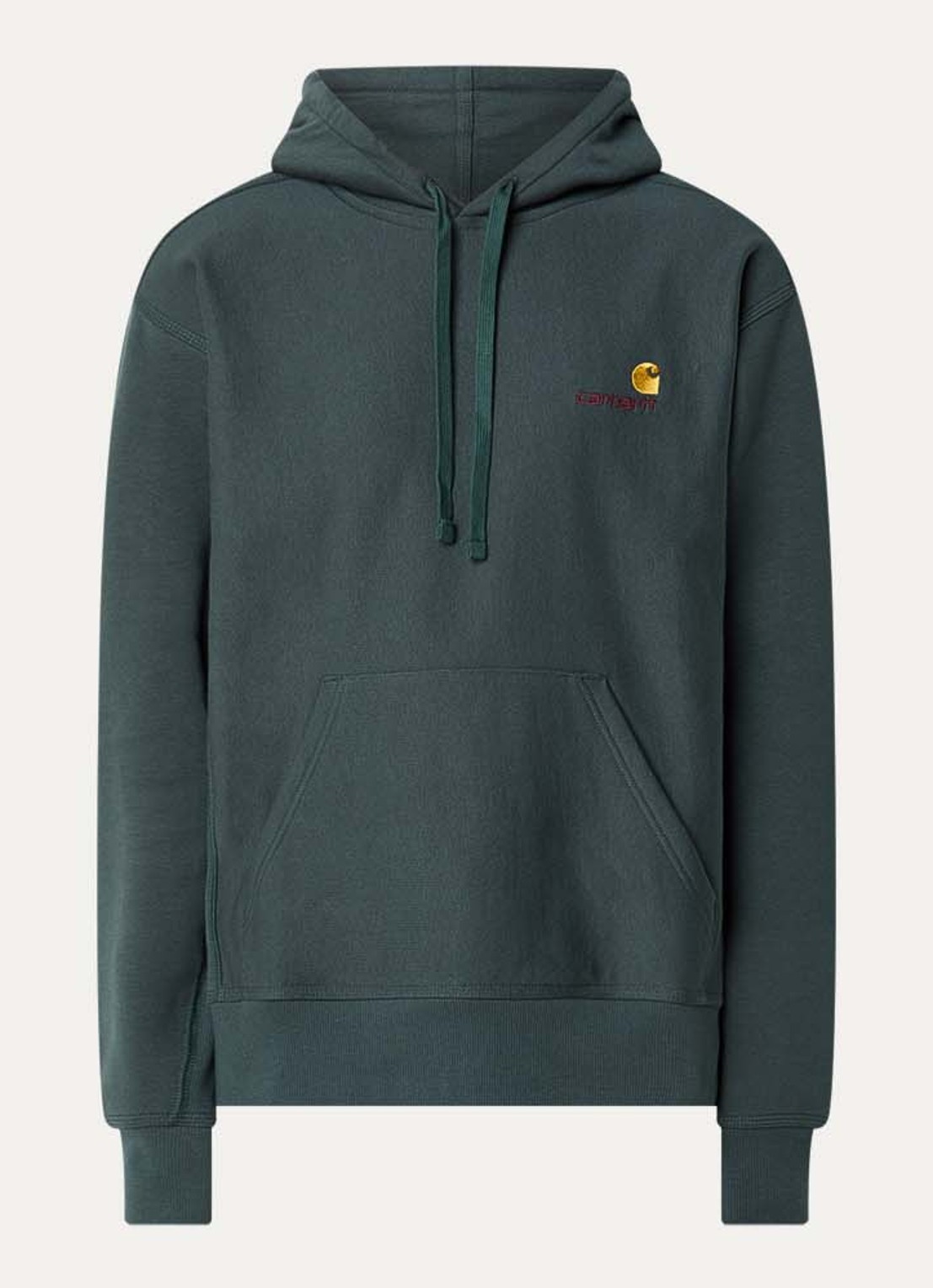 Carhartt WIP American Script hoodie met logoborduring - voorkant donkergroen