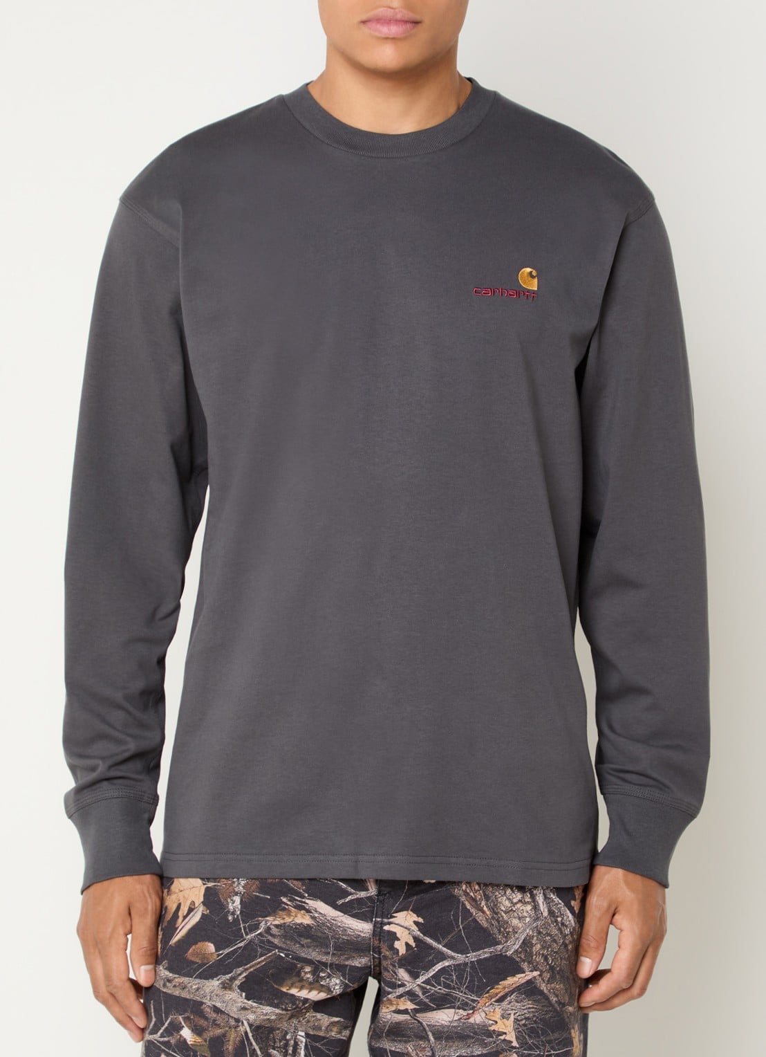 Carhartt WIP American Script long sleeve met logo - detail 3 antraciet