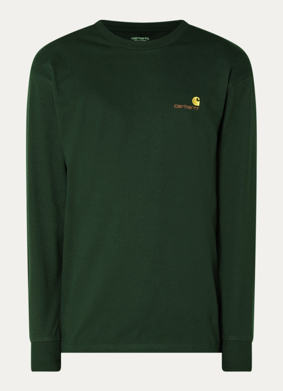 Carhartt WIP American Script long sleeve met logo - voorkant zwart