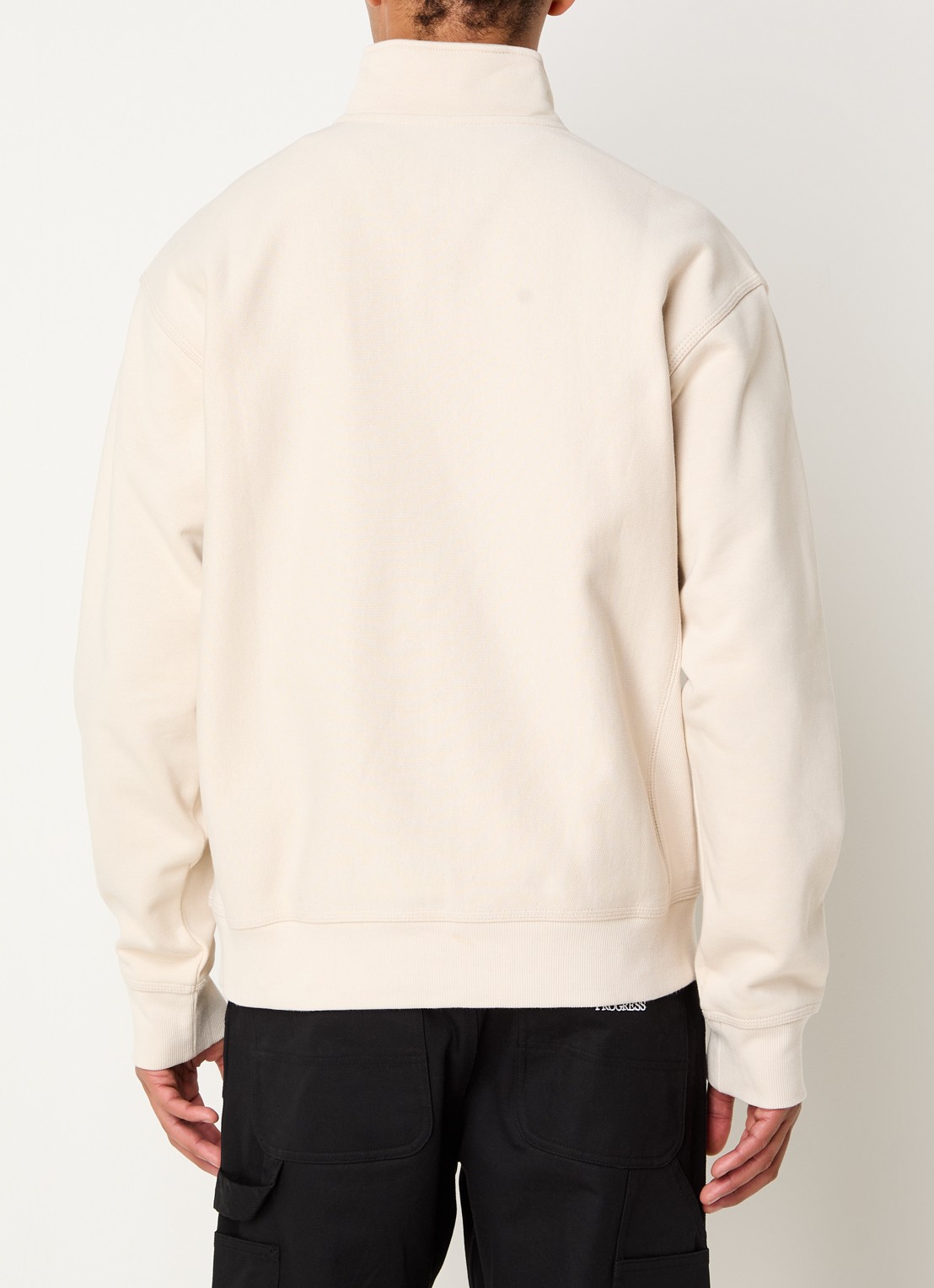 Carhartt WIP American Script sweater met halve rits en logo - achterkant 3 creme