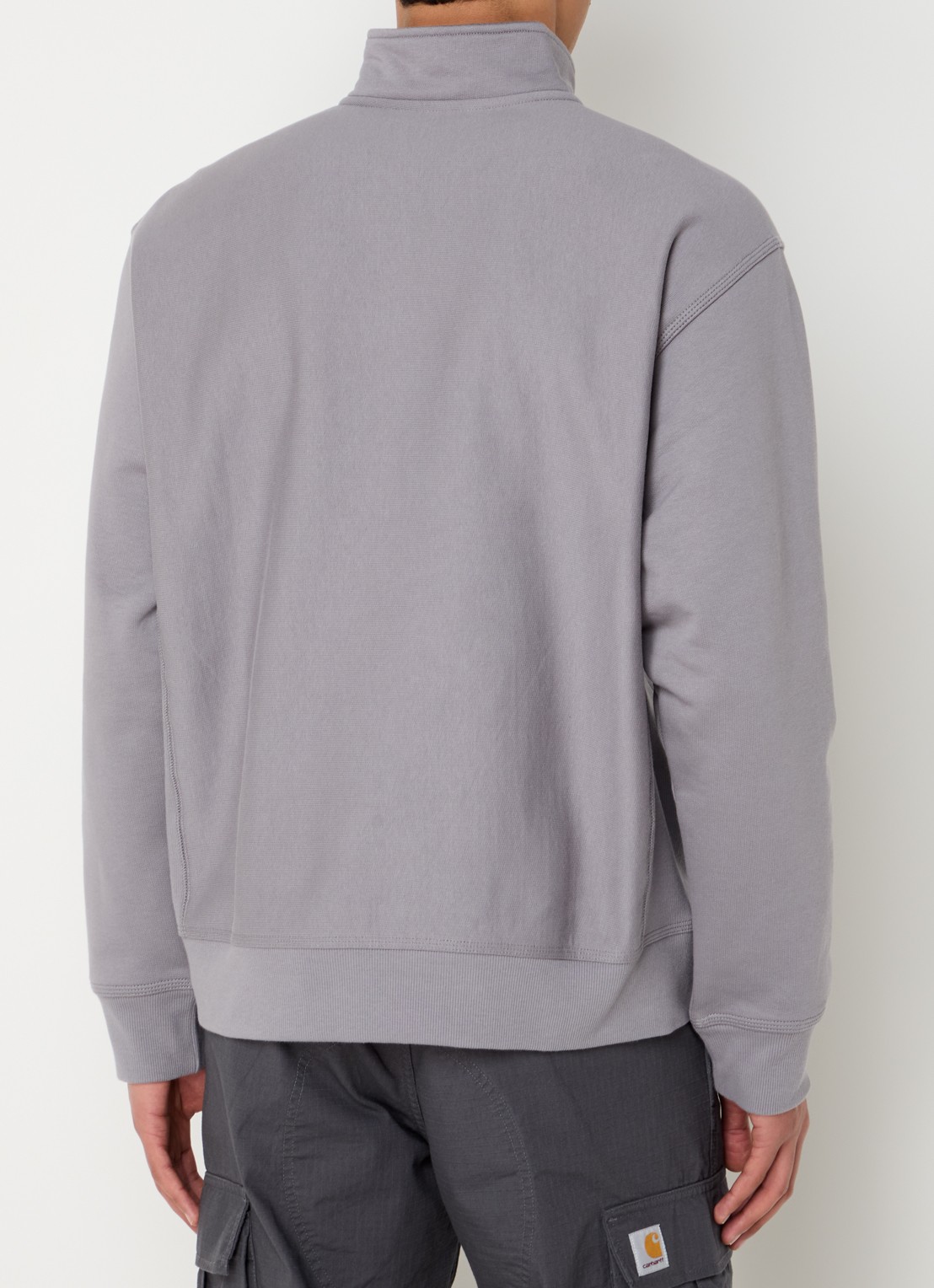 Carhartt WIP American Script sweater met halve rits en logo - achterkant grijs
