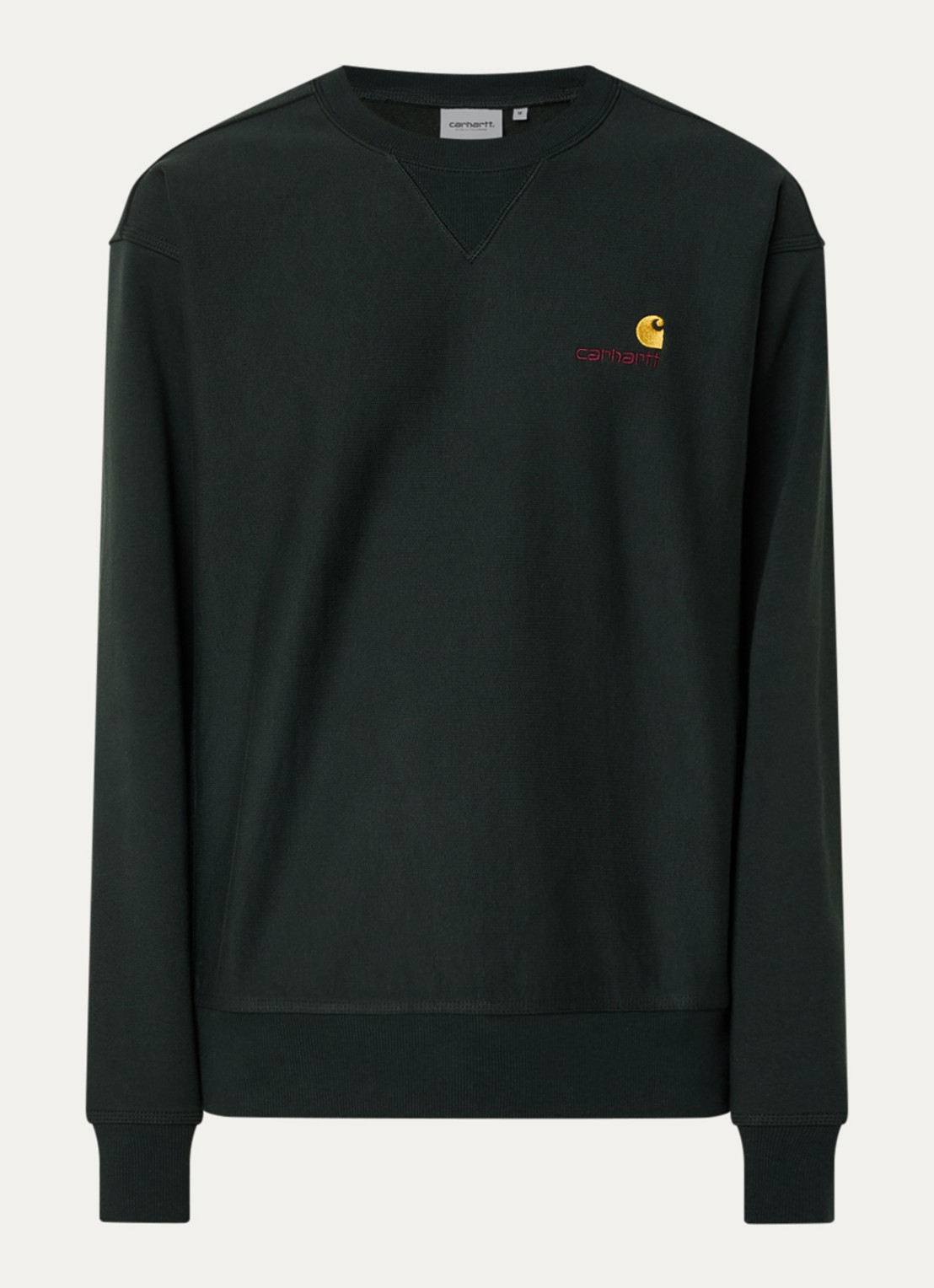 Carhartt WIP American Script sweater met logoborduring - voorkant 3 donkergroen