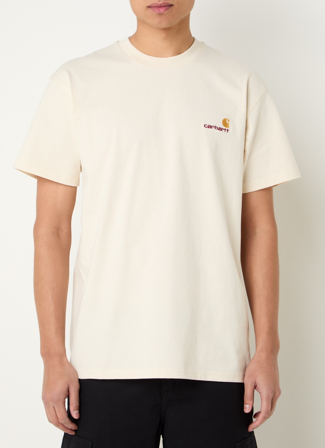 Carhartt WIP American Script T-shirt van  katoen met logoborduring - detail 2 creme