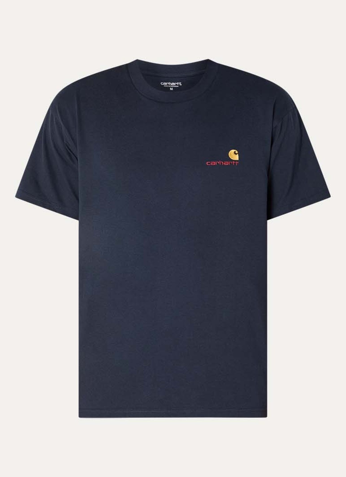 Carhartt WIP American Script T-shirt van  katoen met logoborduring - voorkant 2 donkerblauw
