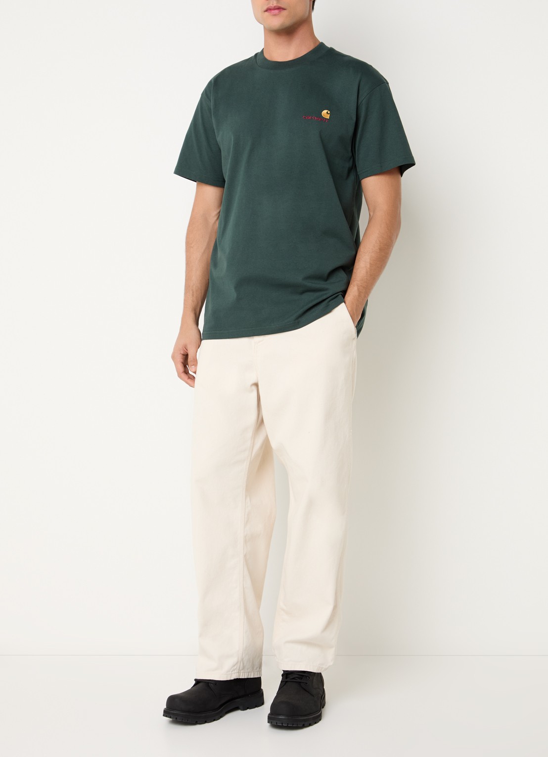 Carhartt WIP American T-Shirt met logo - voorkant 2 donkergroen