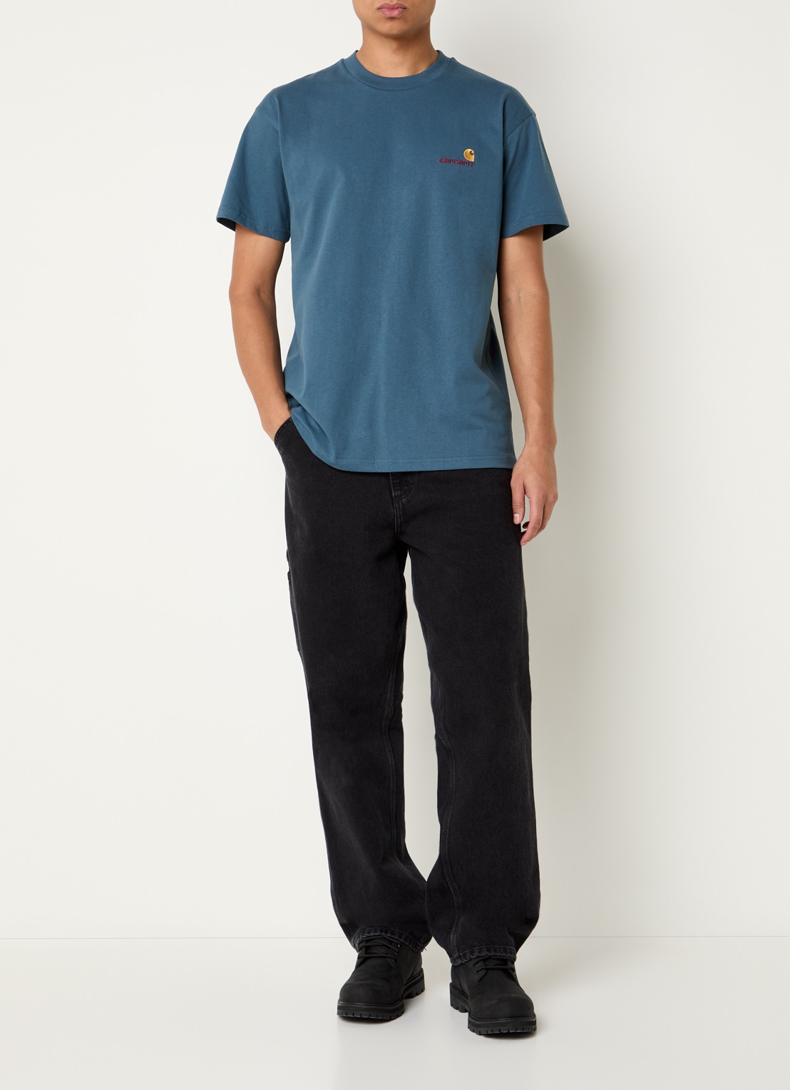 Carhartt WIP American T-Shirt met logo - voorkant 2 indigo