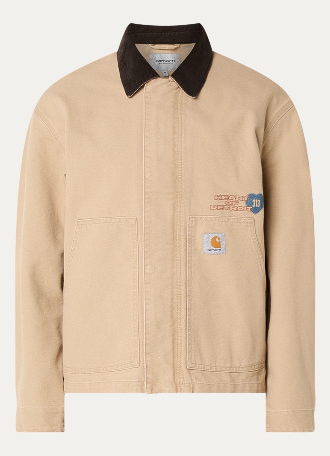 Carhartt WIP Arcan jack met front- en backprint - voorkant beige
