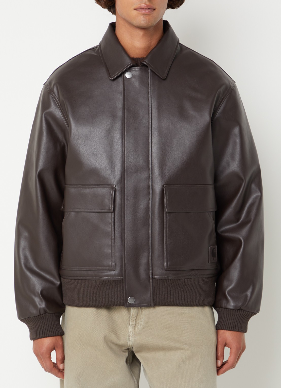 Carhartt WIP Arizona jack van imitatieleer - detail donkerbruin