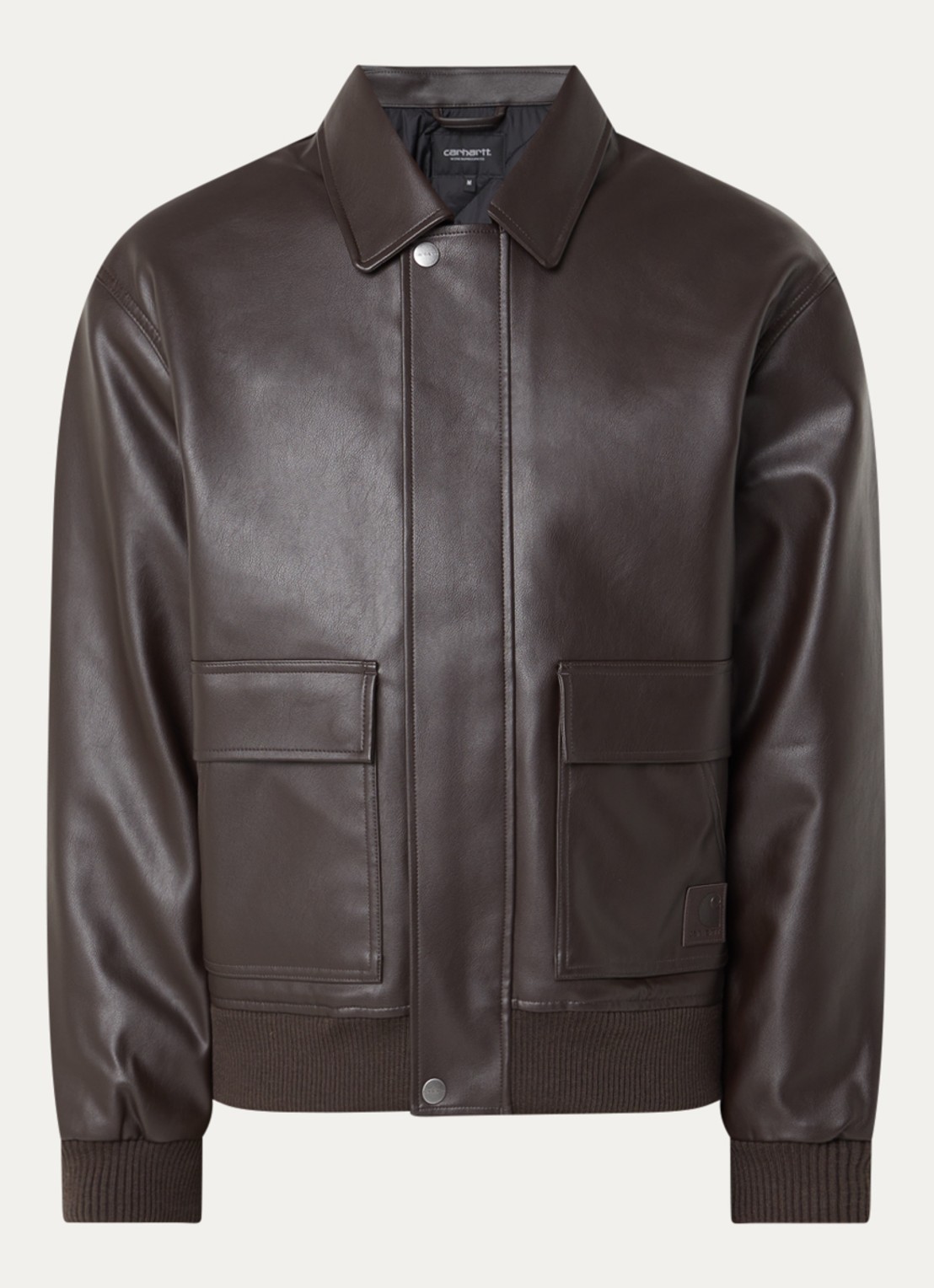 Carhartt WIP Arizona jack van imitatieleer - voorkant 2 donkerbruin