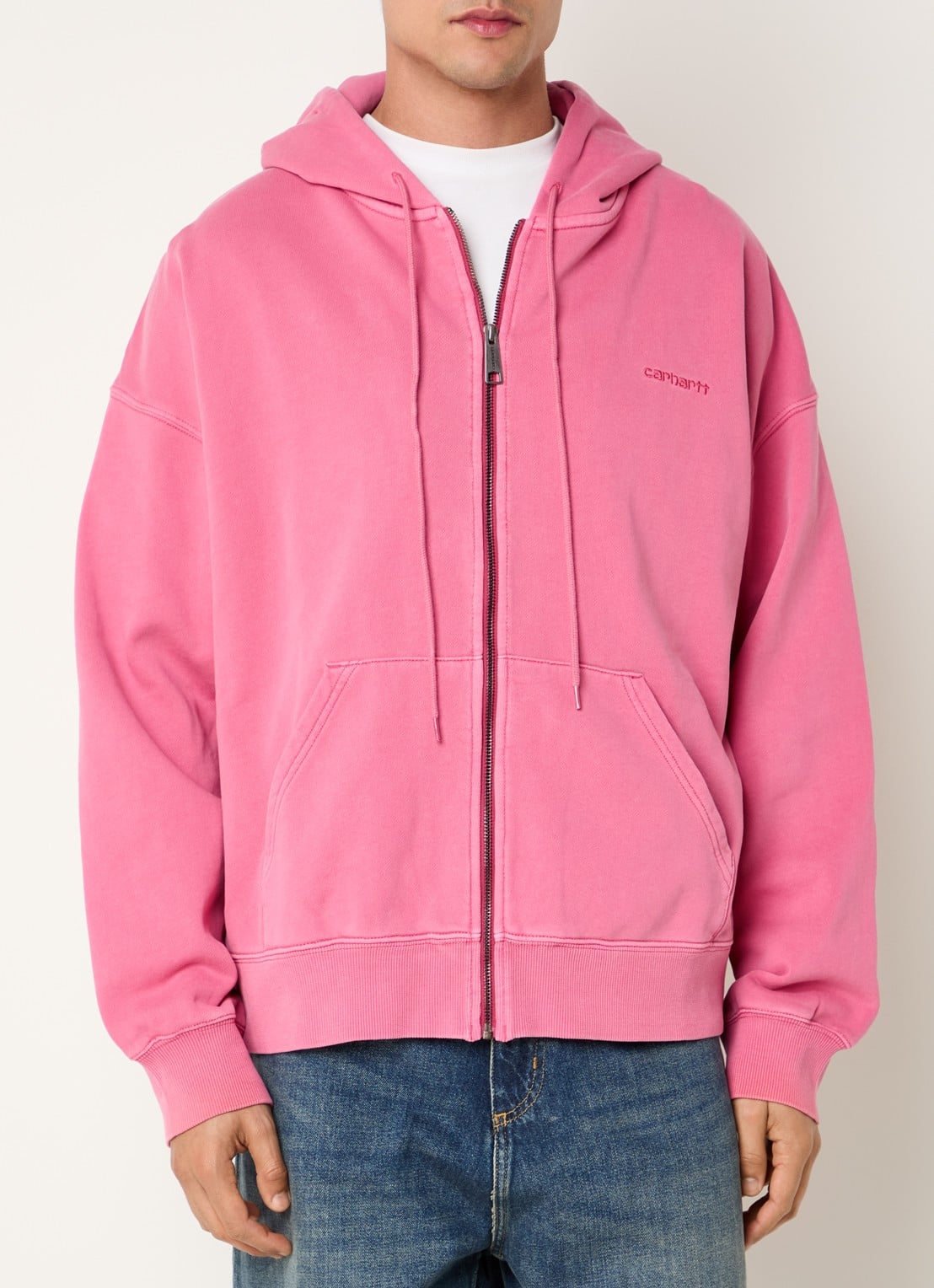 Carhartt WIP Benton sweatvest met logo - detail 4 roze