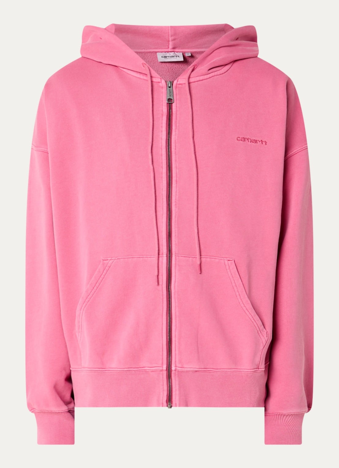 Carhartt WIP Benton sweatvest met logo - voorkant 2 roze