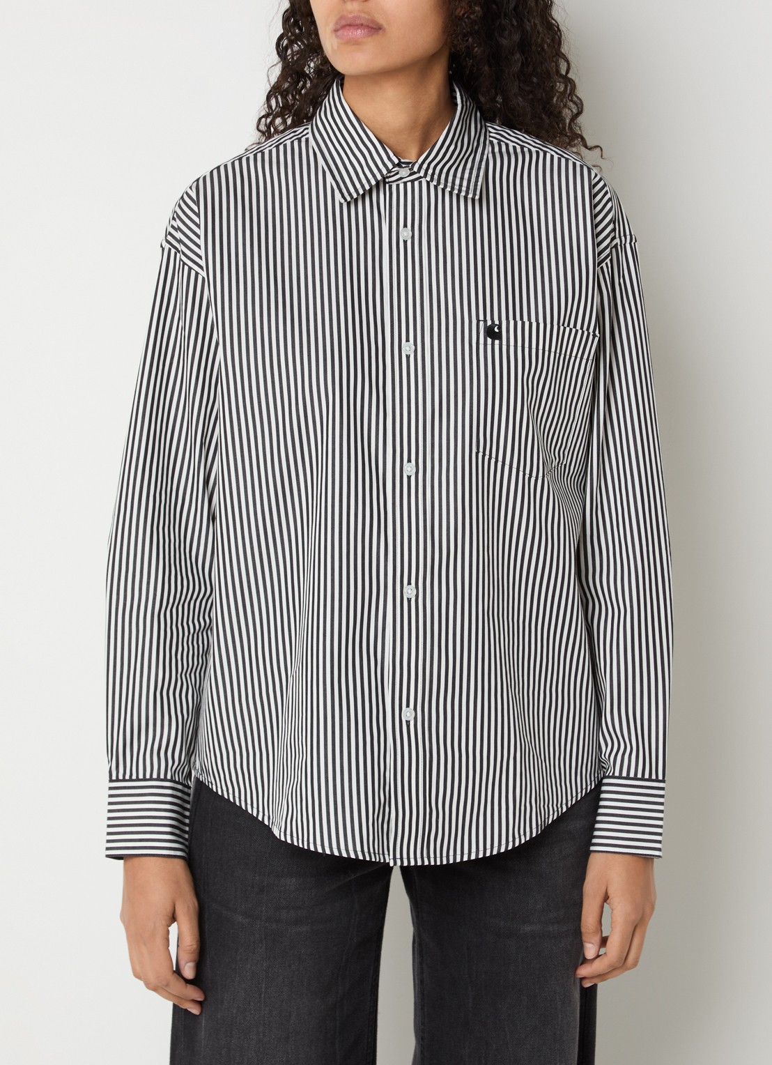 Carhartt WIP Blouse met streepprint - detail 2 zwart