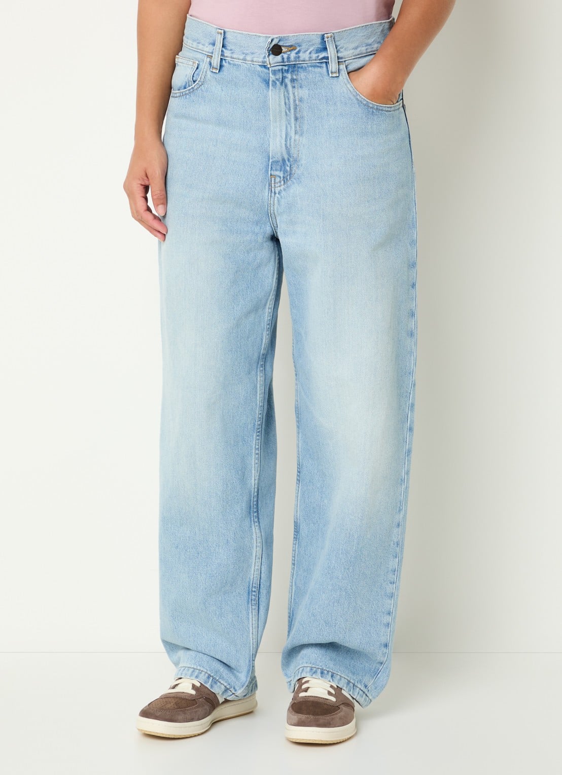 Carhartt WIP Brandon high waist straight leg jeans met lichte wassing - detail 4 indigo