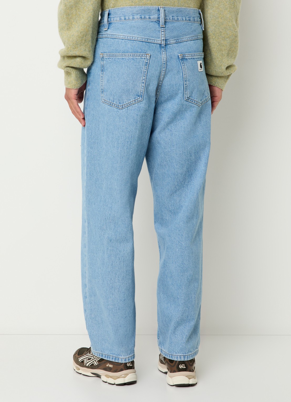 Carhartt WIP Brandon high waist wide leg jeans met steekzakken - achterkant 3 lichtblauw