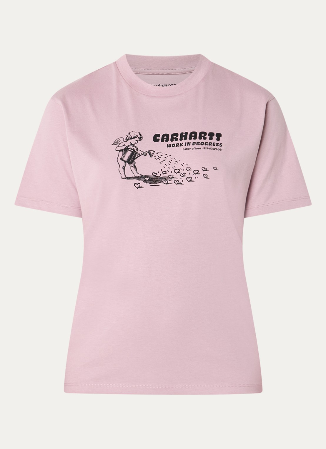Carhartt WIP Bumper Sticker T-shirt met print - voorkant 2 oudroze