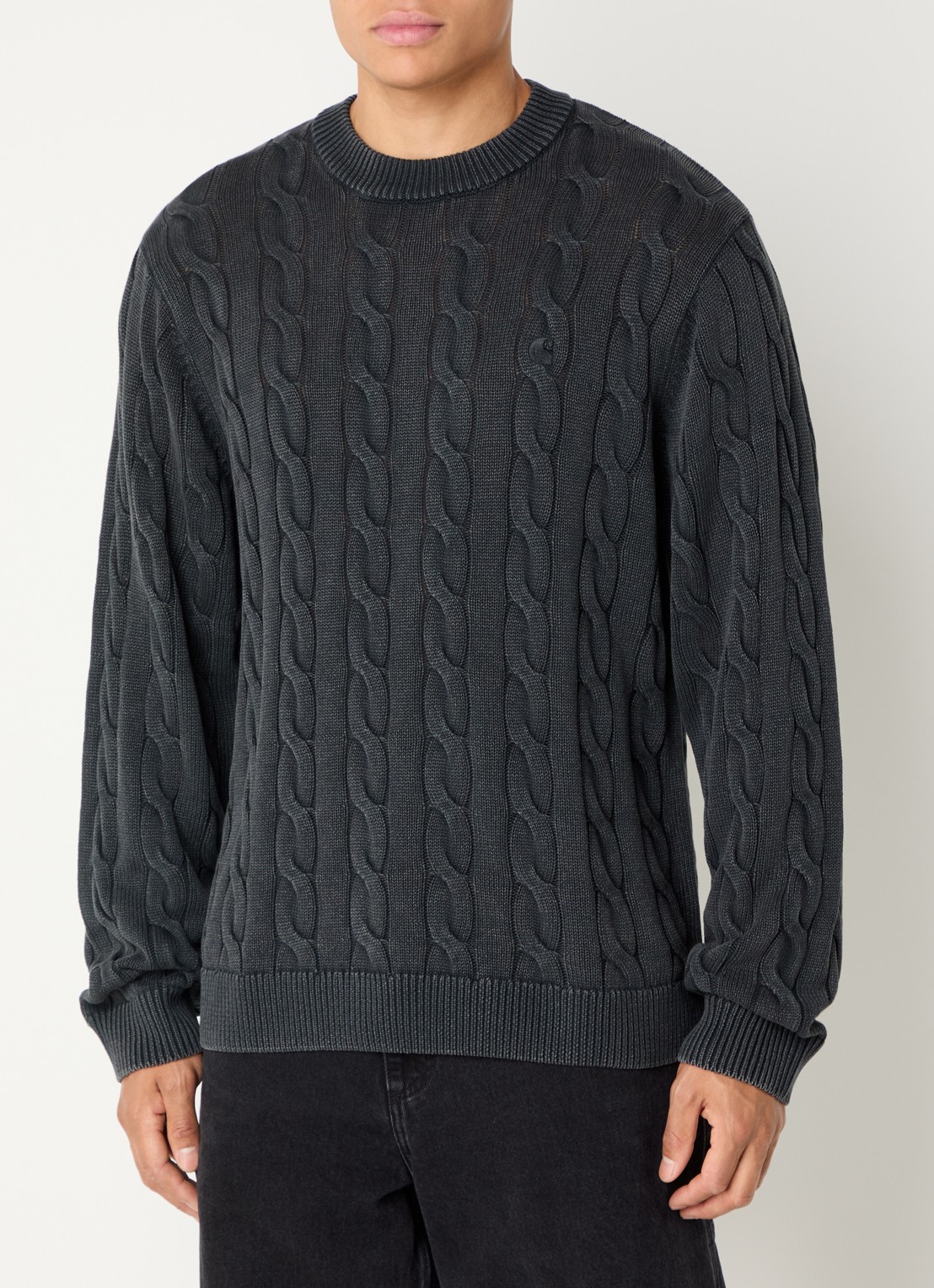 Carhartt WIP Carter kabelgebreide trui - detail 3 donkergrijs