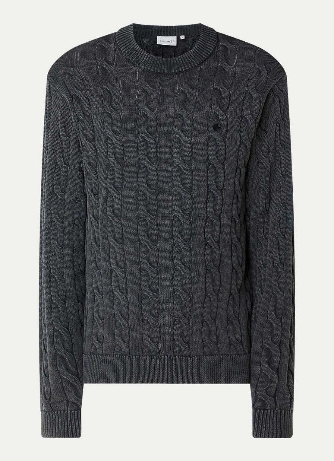 Carhartt WIP Carter kabelgebreide trui - voorkant donkergrijs