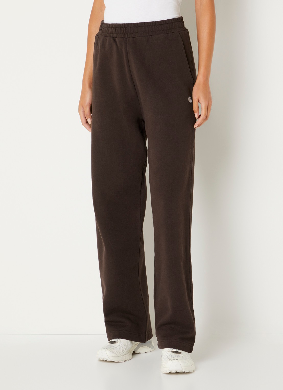 Carhartt WIP Cassie high waist straight fit joggingbroek met steekzakken - detail kastanjebruin